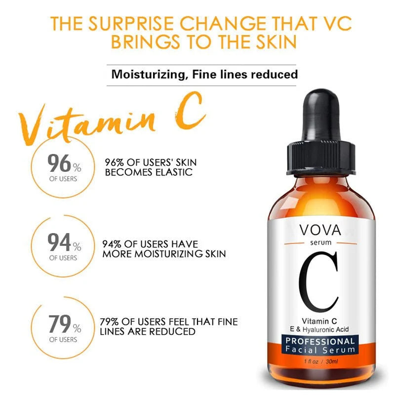 VOVA Vitamin C Facial Serum with Vitamin E & Hyaluronic Acid – 30ml / 1 fl oz
