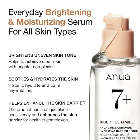 Anua Rice 7+ Ceramide Hydrating Barrier Serum 50ml - Glass Skin & Deep Moisture