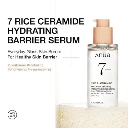 Anua Rice 7+ Ceramide Hydrating Barrier Serum 50ml - Glass Skin & Deep Moisture