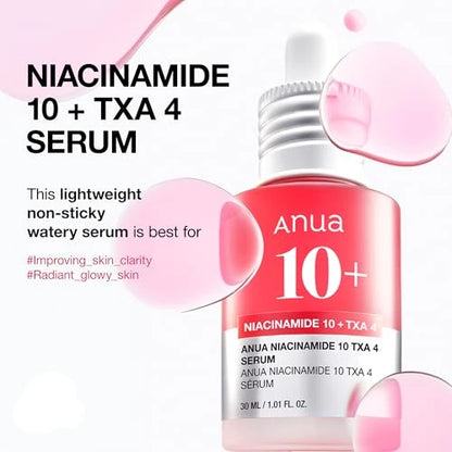 Anua Niacinamide 10 + TXA 4 Serum 30ml - 1.01 FL OZ - Skin Clarity & Glow Serum