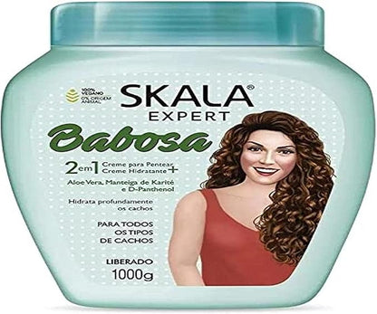 SKALA Expert Babosa 2 in 1 Hair Cream 1000g - Aloe Vera Leave-in + Hydrating Cream for All Curl Types