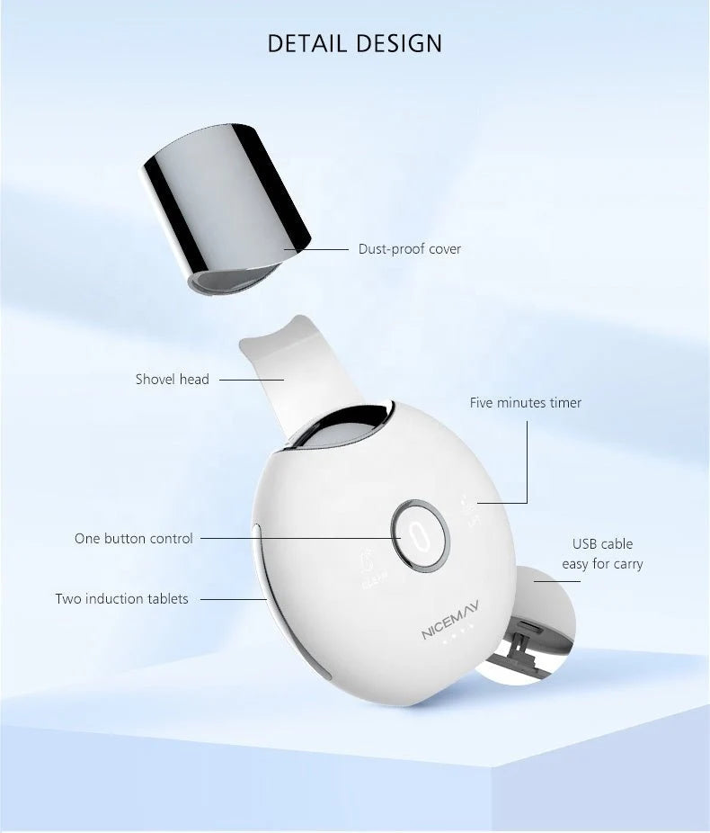 NICEMAY Ultrasonic Skin Scrubber - Facial Cleansing & LIFT Device - 2 in 1 Blackhead Remover