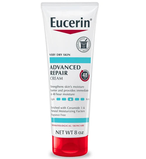 Eucerin Advanced Repair Cream 8 oz / 226g - Very Dry Skin - 48 Hour Moisture