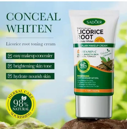 SADOER Licorice Root Hydrate Whiten Plain Makeup Cream 50g - Vitamin C + 98% Natural