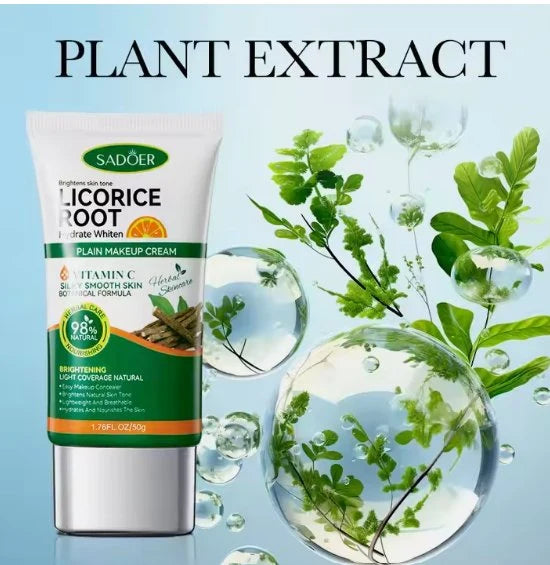 SADOER Licorice Root Hydrate Whiten Plain Makeup Cream 50g - Vitamin C + 98% Natural